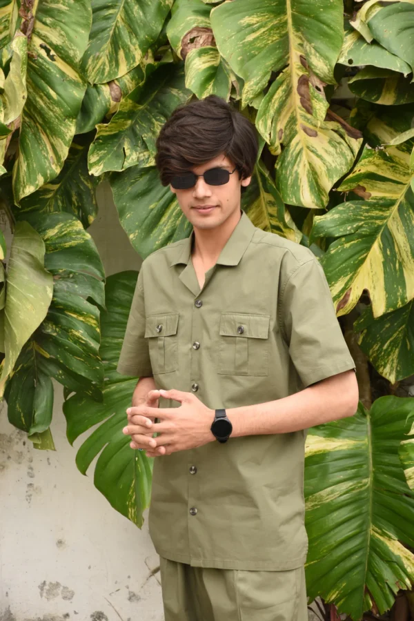 Safari Suit - Light Olive Green For Men (N003) - Image 2