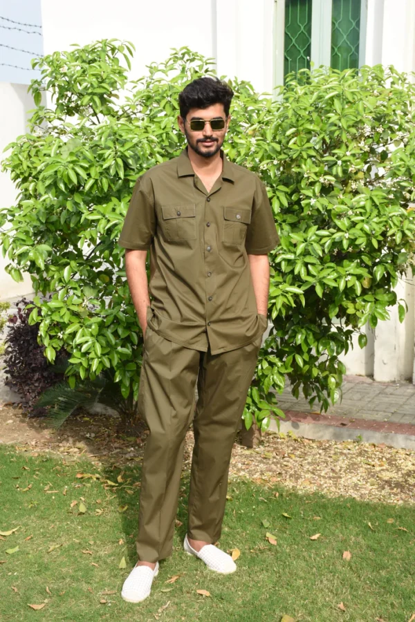 Safari Suit - Olive Green For Men (N004) - Image 4