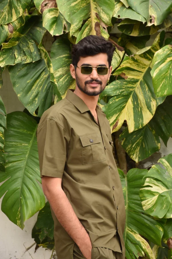 Safari Suit - Olive Green For Men (N004) - Image 2