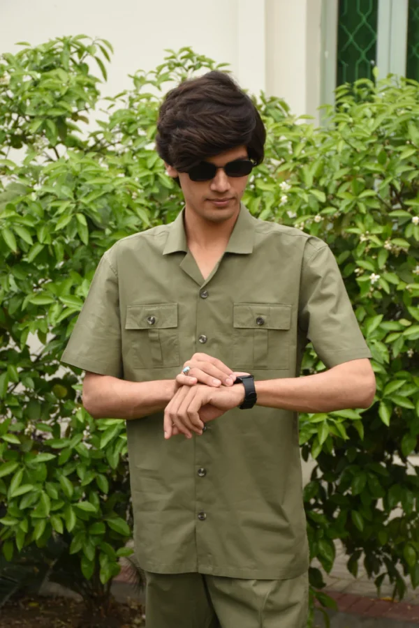 Safari Suit - Light Olive Green For Men (N003) - Image 5