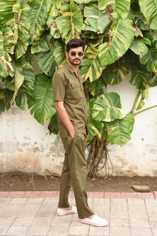 Safari Suit - Olive Green For Men (N004) - Image 5